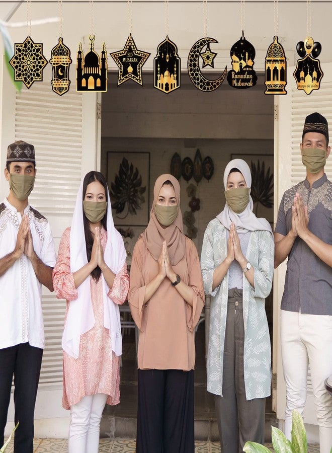 Purpeak ٣٦ قطعة من زينة رمضان الخشبية، زينة عيد مبارك معلقة، زينة جدارية لحفلات رمضان مبارك والعيد، زينة خشبية معلقة على شكل هلال ونجمة لتزيين الطاولات والأشجار، ١٢ تصميمًا - Image 4
